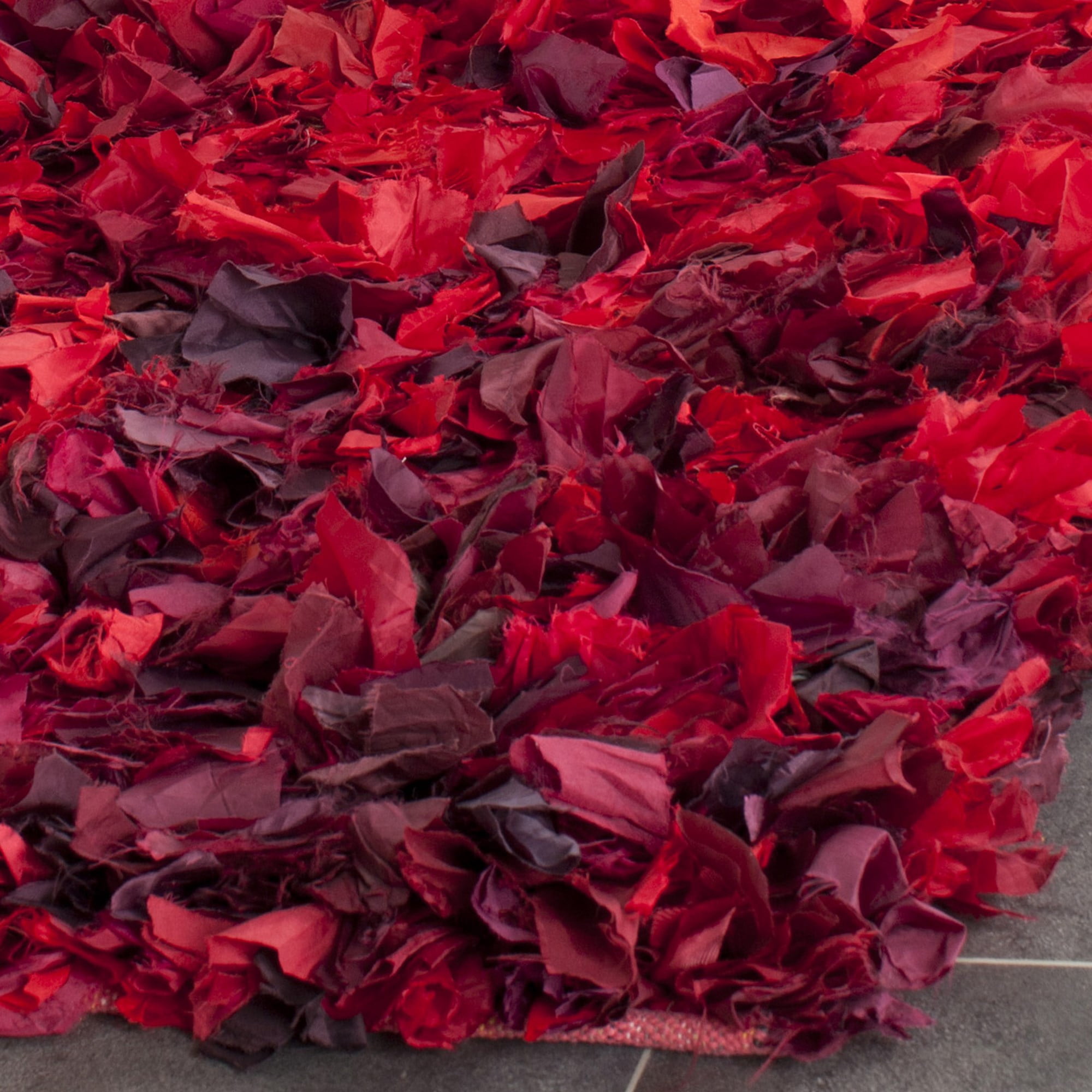 SAFAVIEH Rio Cassandra Confetti Polyester Shag Area Rug, Red/Multi, 4' x 6'