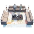 thumbnail image 6 of ALAULM 12 Pieces Outdoor Patio Furniture Set,Brown PE Rattan Sectional Patio Conversation Set with Sand Seat Cushions and 2 Coffee Tables, 6 of 7