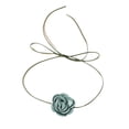 thumbnail image 1 of Gargantilla floral de terciopelo hecha a mano con diseño de cordones ajustables de 2 piezas, elegante collar de verano para bodas, fiestas y vacaciones, 1 of 5