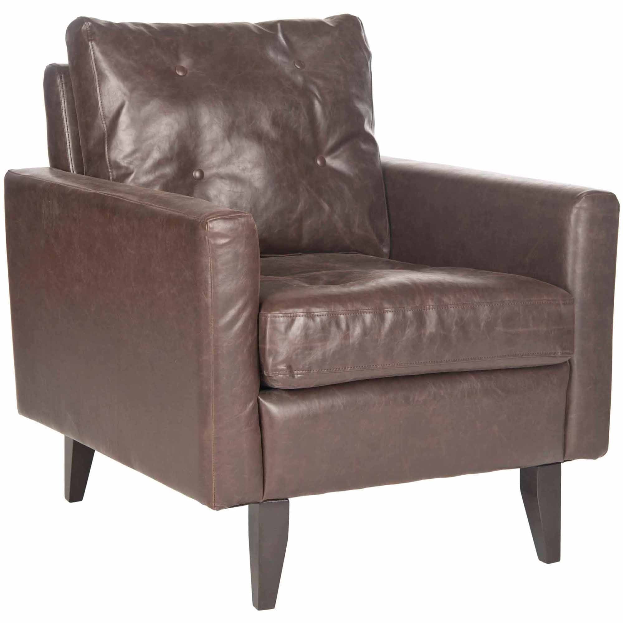 SAFAVIEH Caleb Mid Century Modern Upholstered Club Chair, Antique Brown