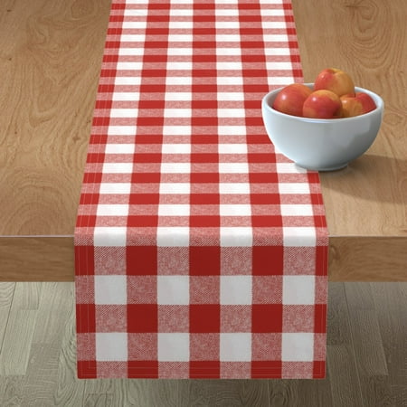 

Cotton Sateen Table Runner 108 - Red White Buffalo Check Picnic Plaid Gingham Classic Summer Print Custom Table Linens by Spoonflower