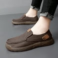 thumbnail image 6 of Mens Casual Non-slip Loafers Outdoor Lightweight Walking Shoes Leather Comfortable Work Shoes Driving Shoes Brown 9 US, 6 of 7