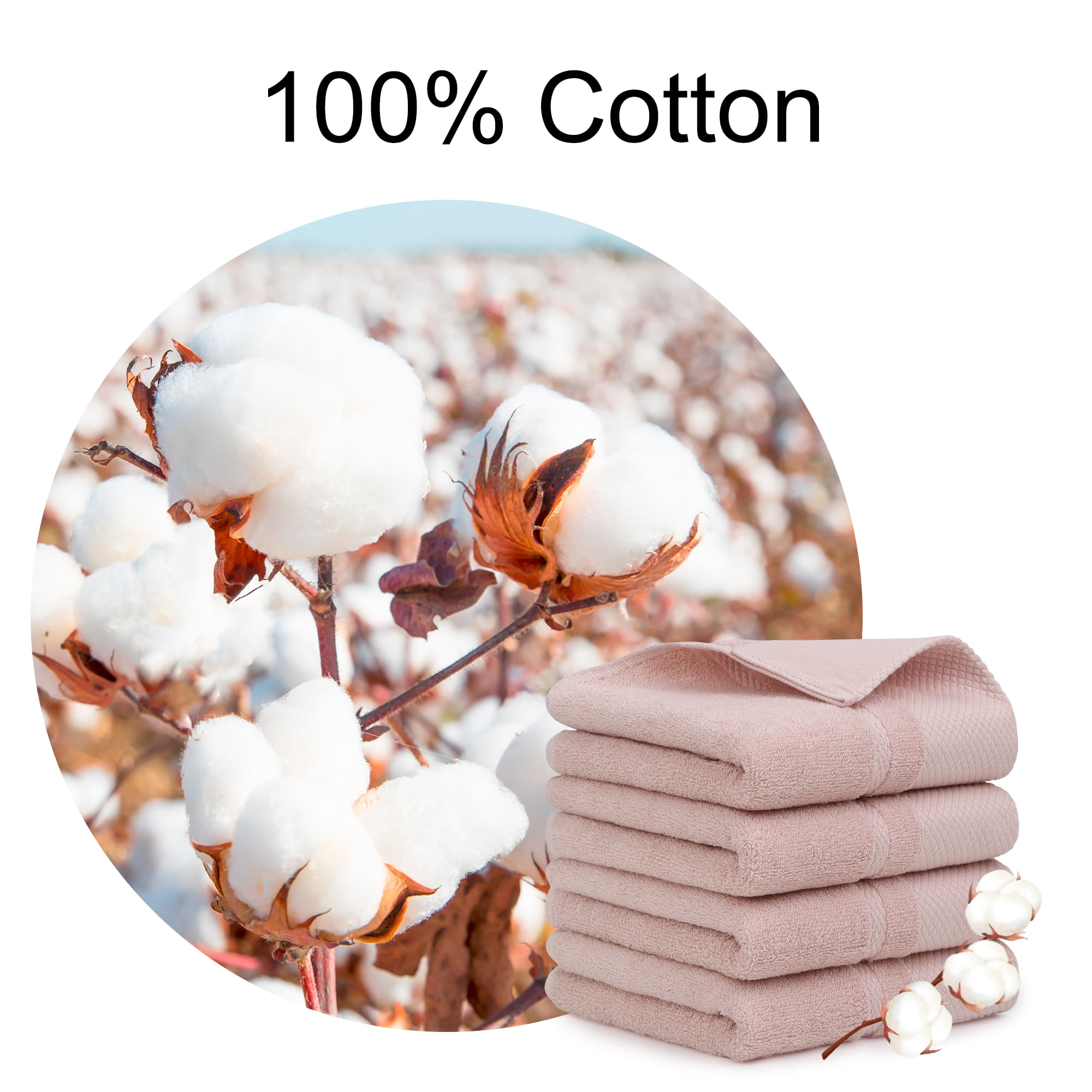 Unique Bargains 100% Cotton Absorbent Hand Towel Set 14"x30" Misty Rose 4 Pcs