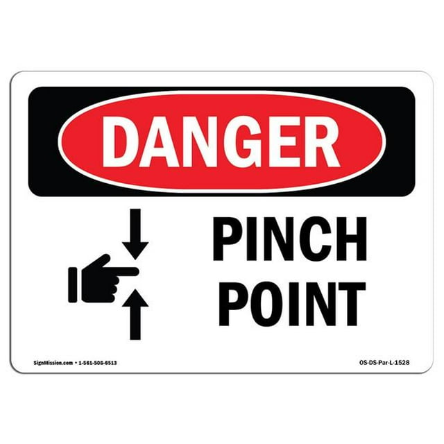 SignMission OS-DS-A-1824-L-1528 18 x 24 in. OSHA Danger Sign - Pinch Point