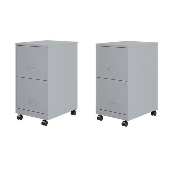 Home Square Set of 2 18"D 2 Drawer Mobile Metal Vertical File Cabinet - Gray