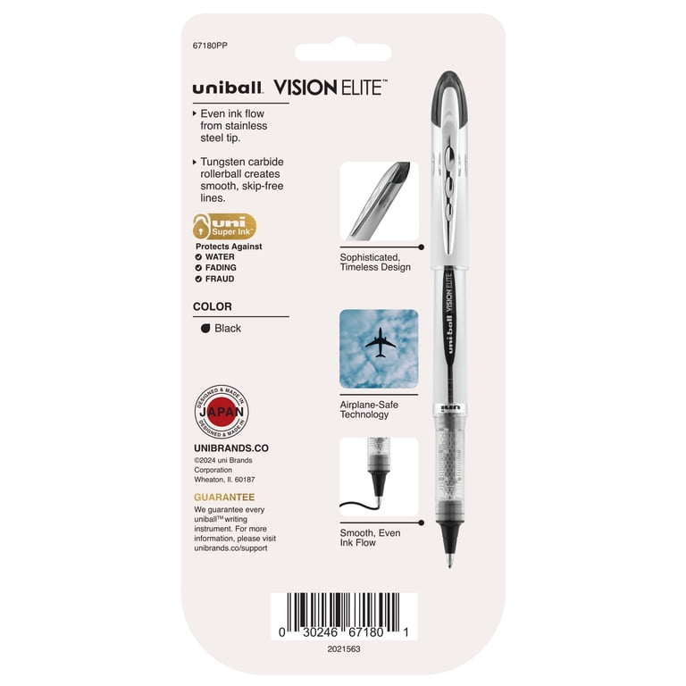 Uniball Vision Elite Rollerball Pens, Bold 0.8mm, Black Ink, 4 Pack photo 7