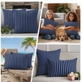 thumbnail image 5 of Navy Blue Striped Outdoor Pillow Covers, Waterproof Decorative Throw Pillowcases Set of 2, Navy Blue White Farmhouse Stripes Couch Cushion Cases with Zipper for Outside Patio Garden Sofa 18"x18", 5 of 9