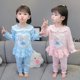 thumbnail image 3 of Pijamas de Frozen para niñas, conjunto de ropa de manga larga con dibujos animados de Anna y Elsa, ropa de dormir informal para el hogar, traje de camisón, 3 of 4