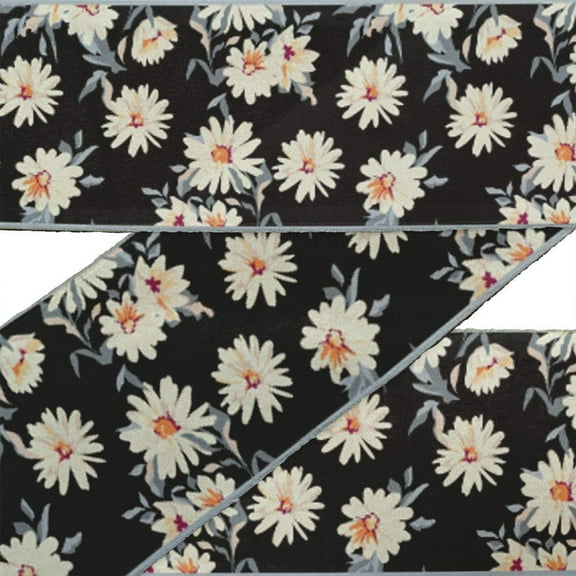 IBA Indianbeautifulart Black Leaves & Floral Artistic Velvet Trim Fabric Sewing Fabric Lace Dressmaking Printed Sewing Lace 9 Yards 2 Inches