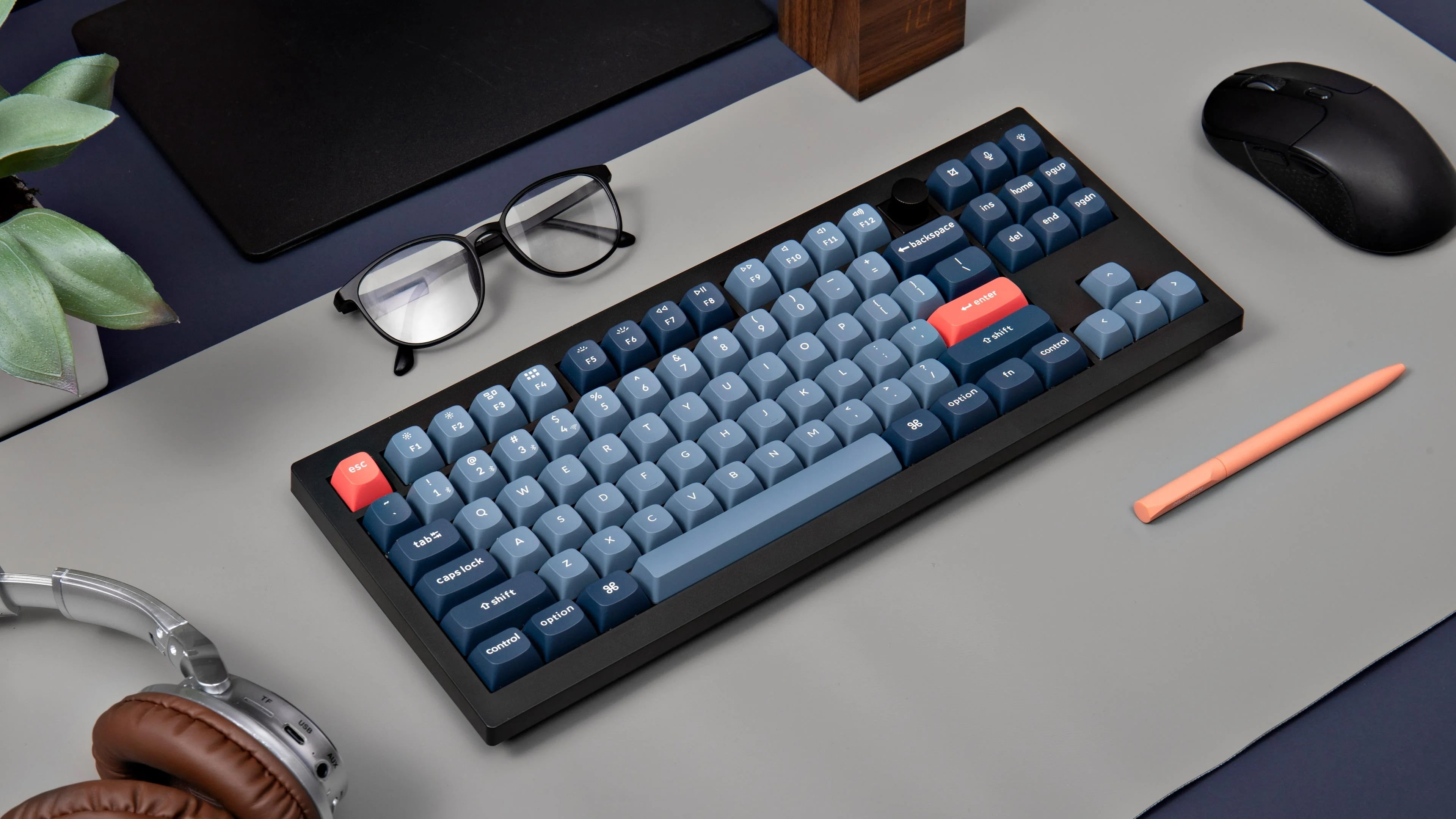 Keychron V3 Max RGB Hot-swappable Wireless Mechanical Keyboard - 2.4GHz/Bluetooth/USB-C, Gateron Jupiter Red Switch, ABS Frame with Knob, TKL Layout (87 Keys, Carbon Black (V3M-D1)