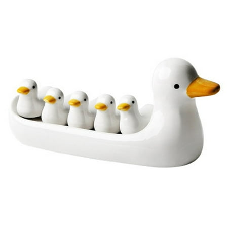 

6Pcs Lovely Duckling Chopstick Holder Set Support Fork Coffee Spoon Small Creative Dish and Duck Stand Kithchen Tools