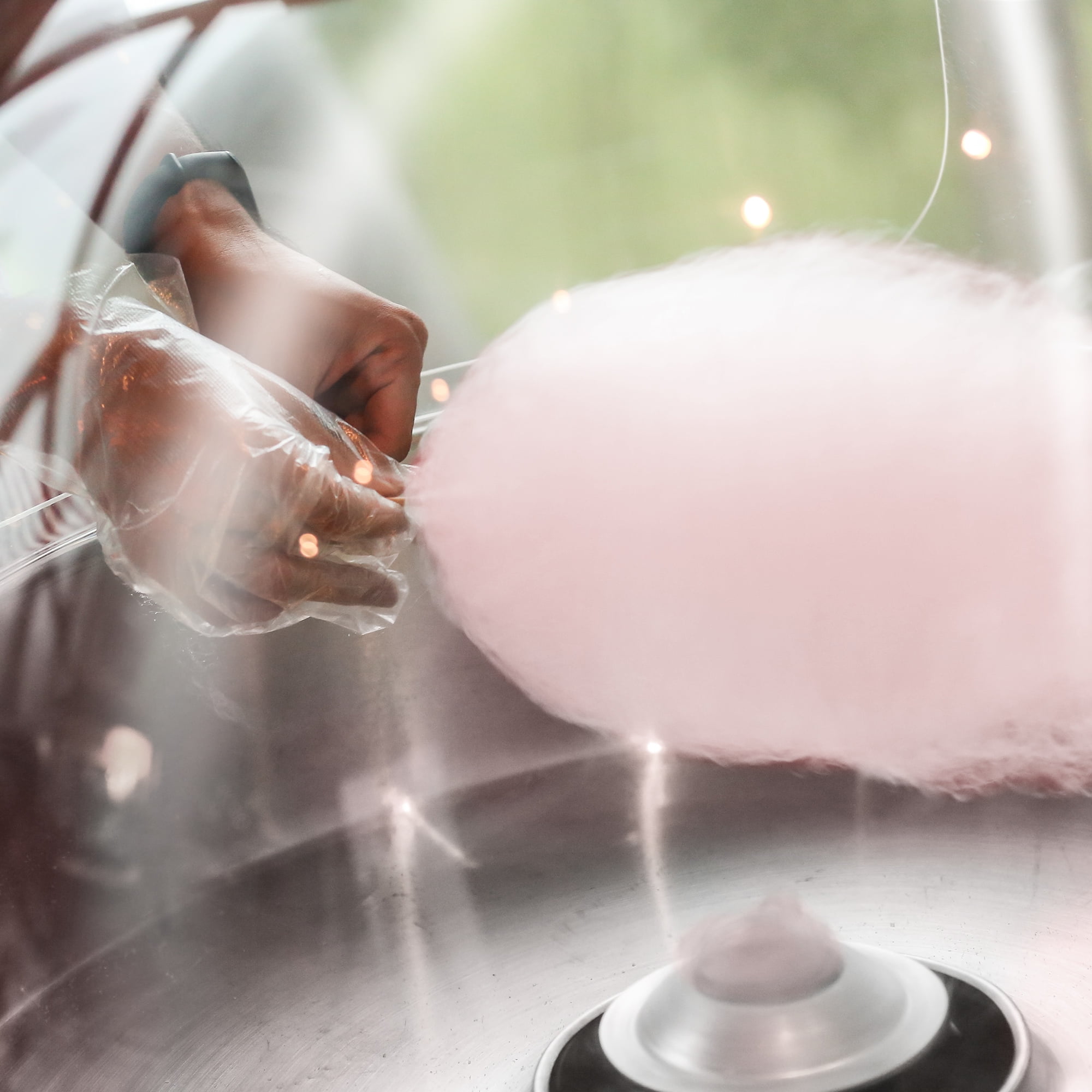 Olde Midway Cotton Candy Machine with Cart and Bubble Shield, Electric Candy Floss Maker