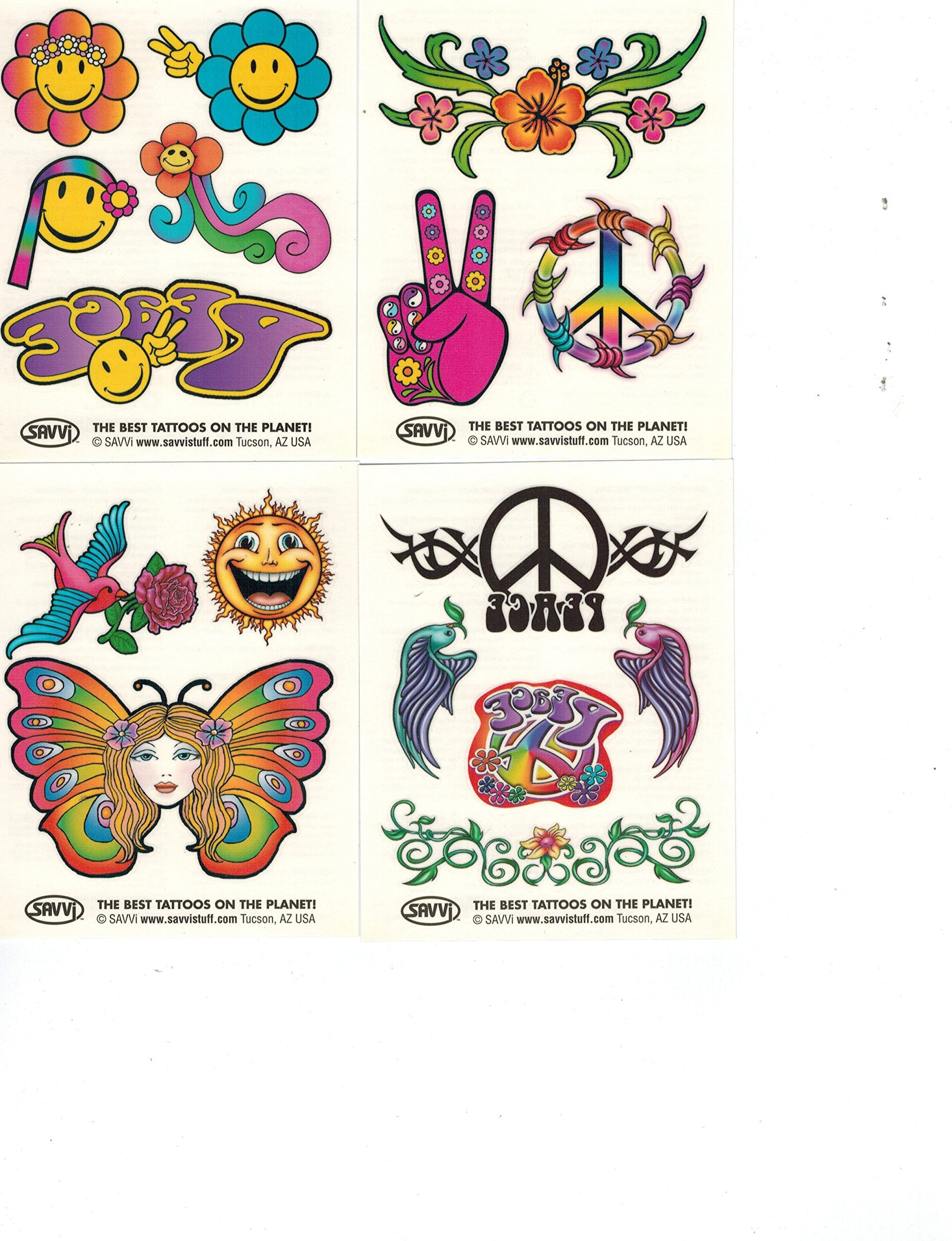 Hippie Temporary Tattoos Party Favor and Costume Set (50 Love and Peace  Sign Temporary Tattoos) 