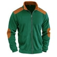 thumbnail image 5 of jobturf Jackets for Men Elbow Patches Long Sleeve Tops Color Block Striped Full Zip Stand Collar Outwear Jacket Casual Going Out Coat with Pockets, 5 of 9