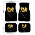 thumbnail image 3 of Xoenoiee Auto Carpet Sunflower and Butterfly in Heart Shape Design Universal Fit Car Floor Mats All Weather Protection Fit for Sedan, SUVs, Truck, Vans Set of 4, Black, 3 of 6
