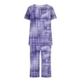 thumbnail image 3 of MuZeFu Women'S Pajama Sets Short Sleeve Shirt and Capri Soft Pajama Sets Women's Round Neck Print Short Sleeve Sleepshirt And Pants Sets Loungewear Pajamas With Pockets, 3 of 6