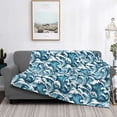 thumbnail image 2 of Rateoe Ocean Waves Pattern Flannel Throw Blanket, Ultra-soft Blanket for Bed, Couch, Car, Hypoallergenic Anti-pilling blanket-50"x40"(Horizontal), 2 of 6