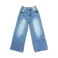 thumbnail image 4 of CPNG Boys Baggy Retro Jeans Straight Wide Leg Distressed Pants Casual Lightweight Fashion Button Front Zipper Denim Pants(Light Blue,10-11 Years), 4 of 5