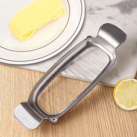 PLERISE Butter and Cheese Slicer Cutter, Stainless Steel Wire Cheese Slicer, Handheld Cutter for Block Cheese Butter Soft Fruits, Dishwasher Safe