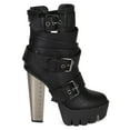 thumbnail image 2 of Bumper BI81 Women Leatherette Lug Sole Strappy Buckle Metal Chunky Heel Platform Bootie, 2 of 5