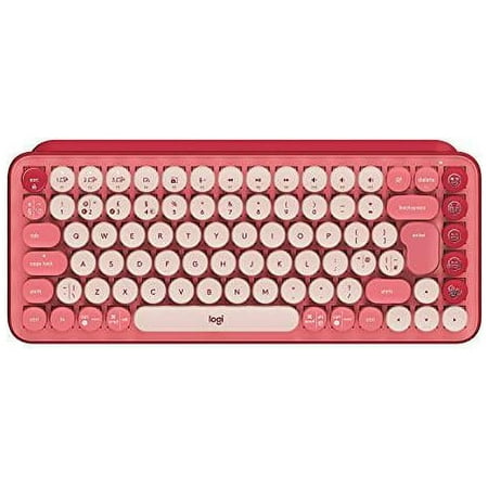Logitech - POP Keys Wireless Mechanical Tactile Switch Keyboard for Windows/Mac with Customizable Emoji Keys - Heartbreaker Rose