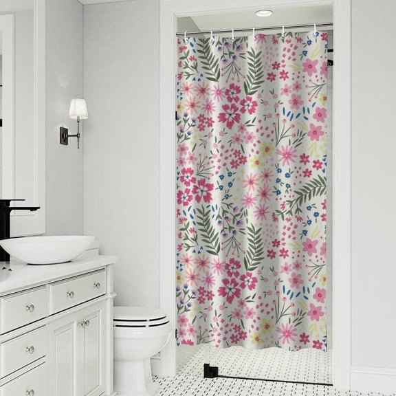 Pioneer Flower Floral Print Pattern Shower Curtain 36"x72" ,Bathroom Decorative Shower Curtains Set with 12 Hooks,Modern Waterproof Washable Shower Curtain