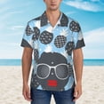 thumbnail image 4 of Bixox Men's Hawaiian Shirts Men's Black Head Woman with Pineapple Hair Print Short-Sleeve Shirt-Large, 4 of 8