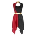 thumbnail image 2 of YIZYIF Womens Cutout Back Worship Praise Dance Costume Dress Sleeveless Contrast Color Irregular Hem Dress Dancewear Black&Burgundy XL, 2 of 7