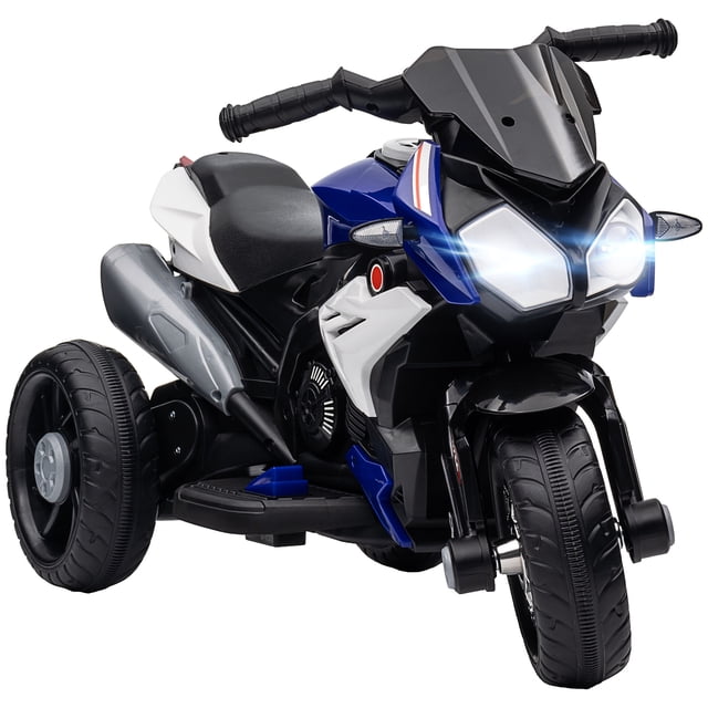 Qaba 6V Kids Motorcycle with Music, Headlights, 3 Wheels, Blue