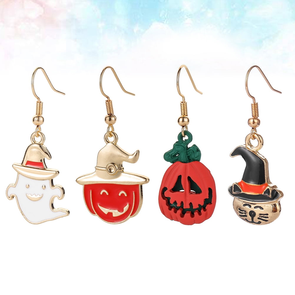 Spooky Season Ghost Earrings Pumpkin Spice Groovy Flower Earring Statement Earrings Fall Acrylic Dangle Earrings Halloween Earrings