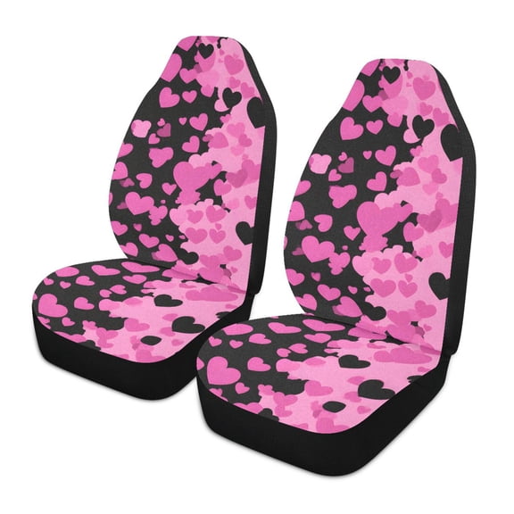 Heart Pink Car Seat Covers Front Seats Universal Fit for Sedan SUV Truck Van