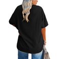 thumbnail image 2 of Women Summer Short Sleeved T Shirt Casual Loose V Neck T Shirt Solid Color Top, 2 of 4
