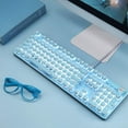 thumbnail image 6 of Gaming Keyboard and Mouse,Retro Steampunk Vintage Typewriter-Style Mechanical Keyboard with White LED Backlit,104-Key Anti-Ghosting Blue Switch Keyboard for Mac/Win/PC (Blue), 6 of 7