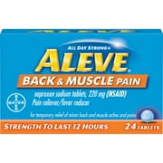 Aleve Back & Muscle Pain Reliever/Fever Reducer Naproxen Sodium Tablets, 220 mg, 24 Ct