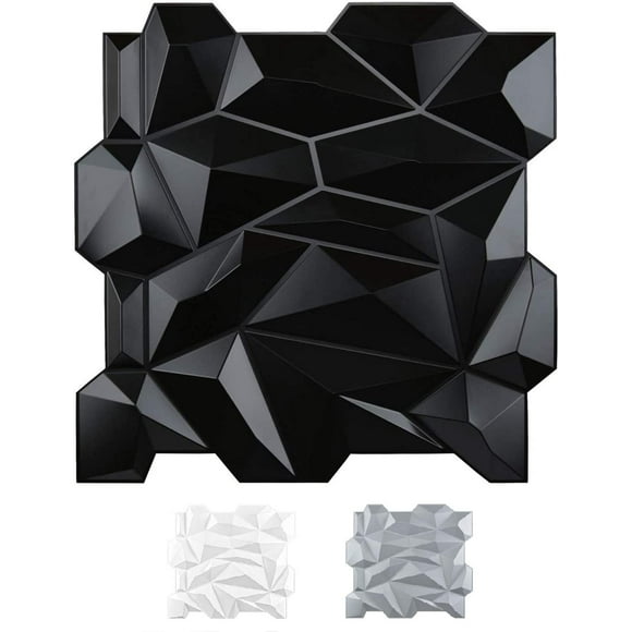 IGUOHAO PVC 3D Diamond Wall Panel Jagged Matching-Matt Black, for Residential and Commercial Interior Décor