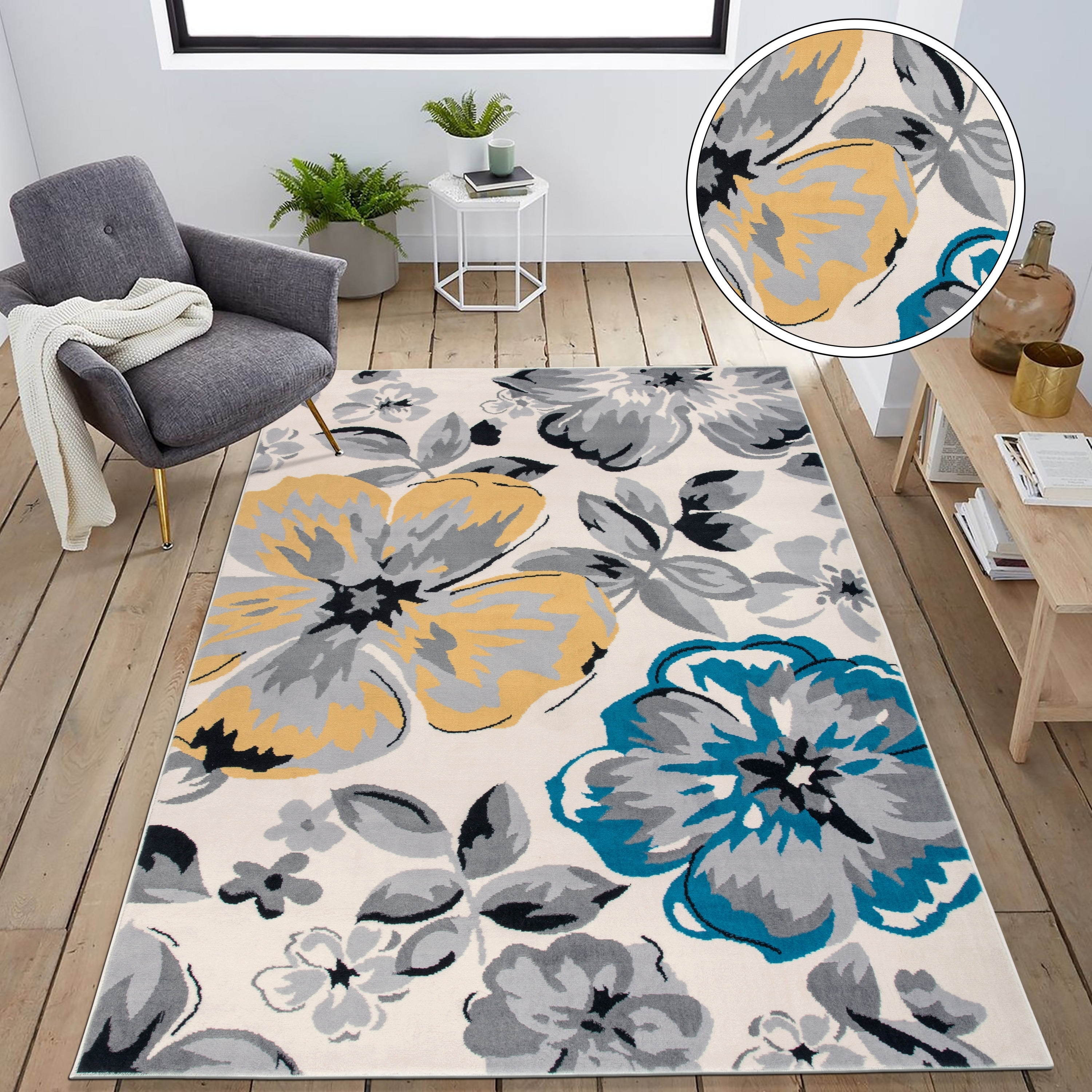 Floral,Cute Design Anti-Slip Floor MAT 60x 72 Scottish Houndstooth Abstract Design Area Rug 