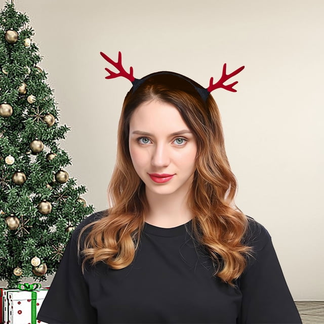 Diadema Navideña con Astas de Ciervo Rojo para Niñas y Niños, Bonitos Accesorios para El Cabello, Diadema de Ciervo Del Bosque, Accesorios para El Cabello para Adultos.