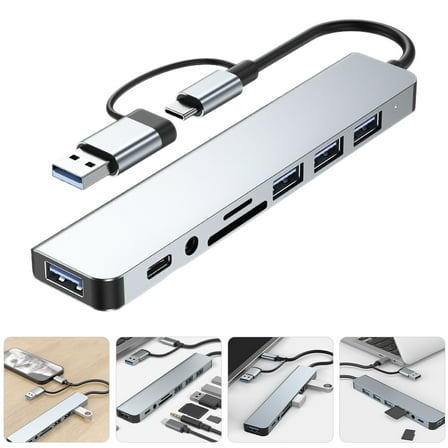 UPKOCH USB Hub Splitter Aluminum Alloy for Tech Users 1Pcs