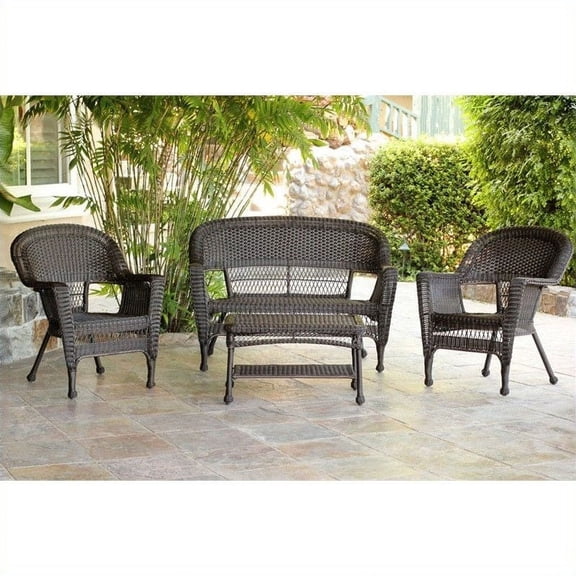 Jeco 4pc Wicker Conversation Set in Espresso