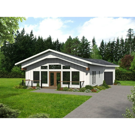 001-3777: Craftsman Modern 1 Bed, 1 Bath Luxury Home Plan, 912 Sq Ft: Full Blueprints with License to Build by Home Plan Marketplace - Lesuto