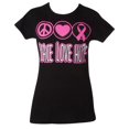 thumbnail image 1 of Conciencia de c?ncer de mama para mujer "Peace Love Hope" Black T-shirt - X-Large Awareness Camiseta de manga corta, 1 of 1