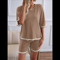 thumbnail image 4 of Conjuntos de Dos Piezas para Mujer: Jersey de Corta, Pantalones Anchos y Conjuntos de Viaje de Verano Caqui XL, 4 of 10