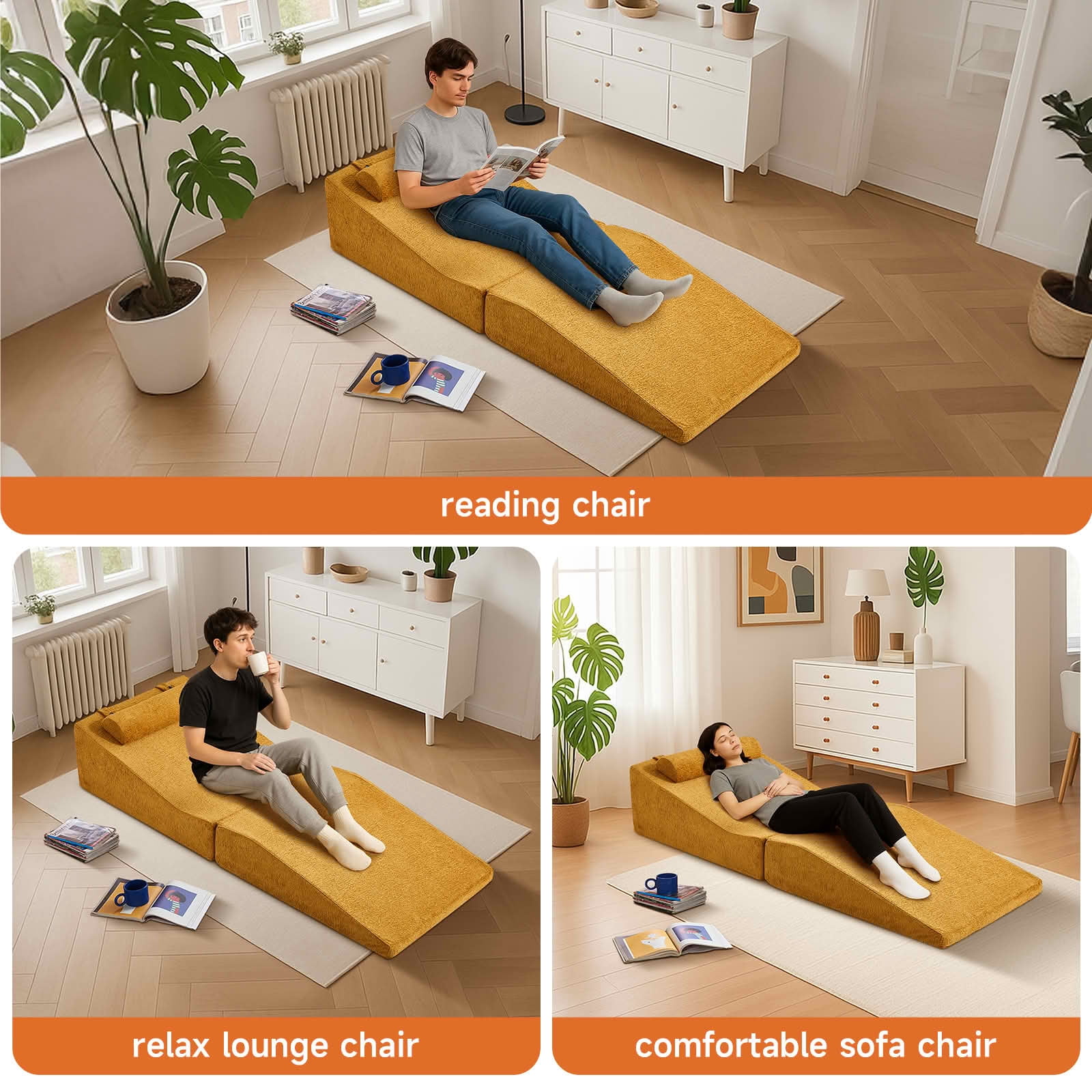 MAYEERTY High-Density Sponge Foldable Tatami Sofa Bed Multi-Use Lounge Chair No Assembly
