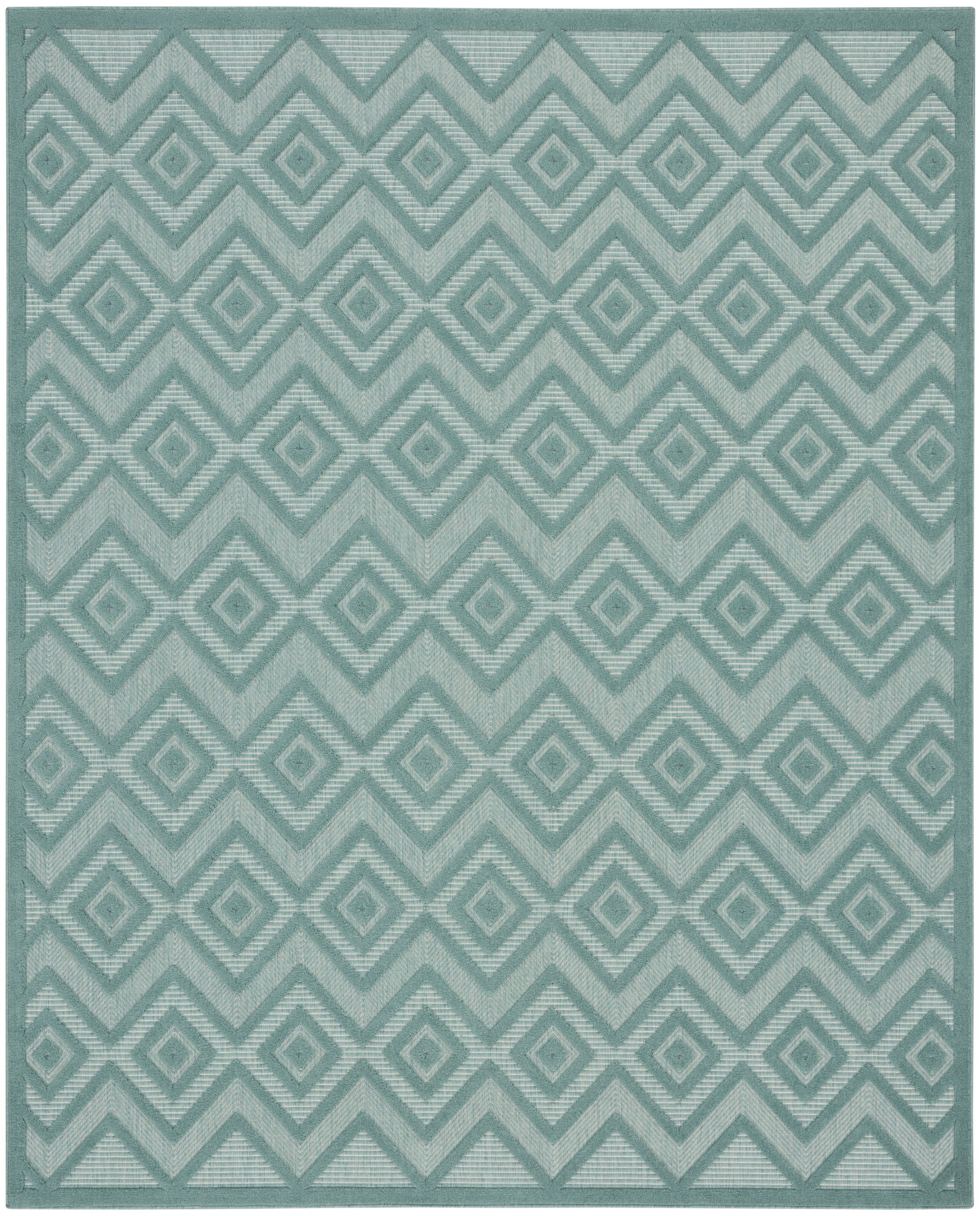 Nourison Versatile Indoor/Outdoor Aqua/Teal 8' x 10' Area Rug, (8x10)