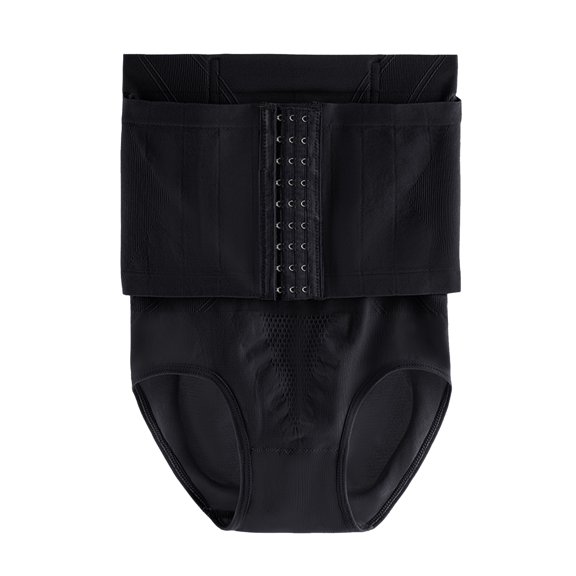 YZZZJZQL Women's High Waist Tummy Control Shapewear Briefs, Adjustable Hook-and-Eye Underwear for Butt Lifting & Daily Wear Black L