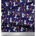 thumbnail image 3 of Soimoi Poly Georgette Fabric Leaves,Carrot & Rabbit Kids Printed Fabric 1 Yard 52 Inch Wide, 3 of 3