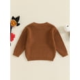 thumbnail image 4 of SUNSIOM Toddler Boy Girl Halloween Knit Sweaters Pumpkin Letter Embroidered Long Sleeve Ribbed Fall Winter Pullover, 4 of 7