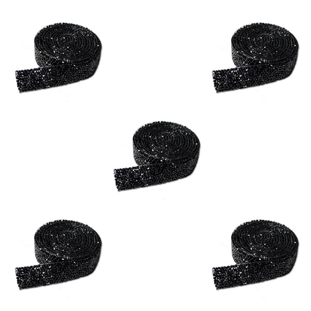 Injueey Bling Stickers Glitter Cadena de diamantes de imitación Resina Cristal Decoración Fix Decor Beads Hot Melt Adhesivo Drill Strip Negro 1 2.5cm Type2 NO2 Injueey CBP359862