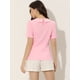 thumbnail image 3 of Blusa con cuello Peter Pan para mujer Floral Jacquard Puff Manga corta Kawaii Top Rosa S, 3 of 5