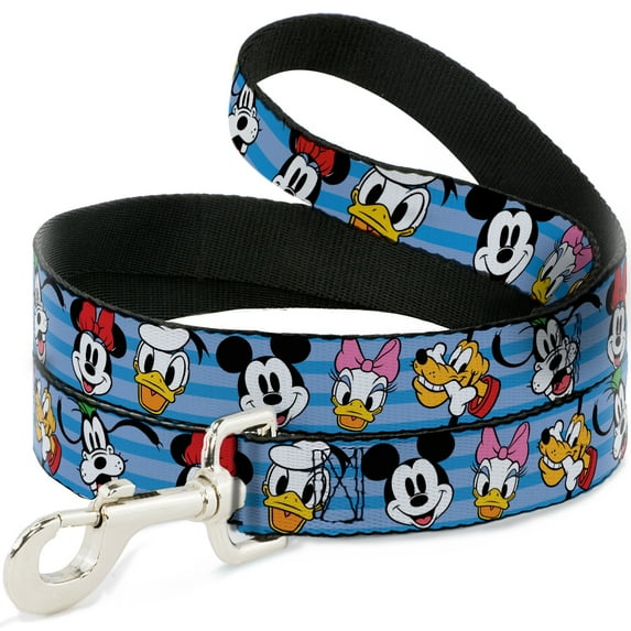 Disney Pet Leash, Dog Leash, Disney The Sensational Six Smiling Faces Stripe Blues, 4 Feet Long 1.5 Inch Wide